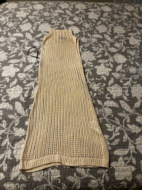 Forever 21 Beige Open-Knit Sleeveless Swim Coverup